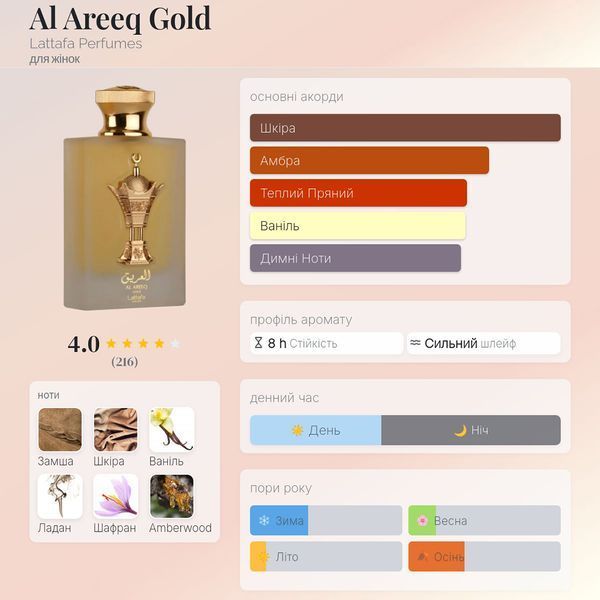 Lattafa Al Areeq Gold 100 мл парфумована вода для жінок E416 фото