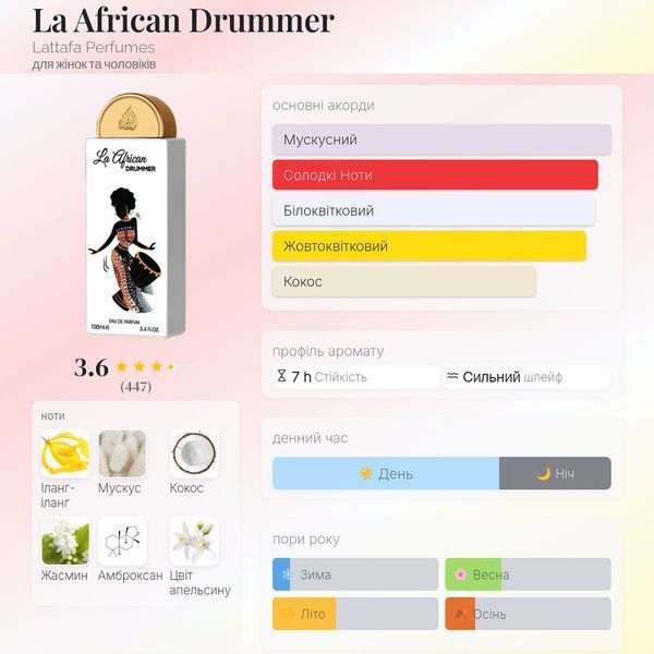 Lattafa La African Drummer 100 мл парфумована вода для жінок