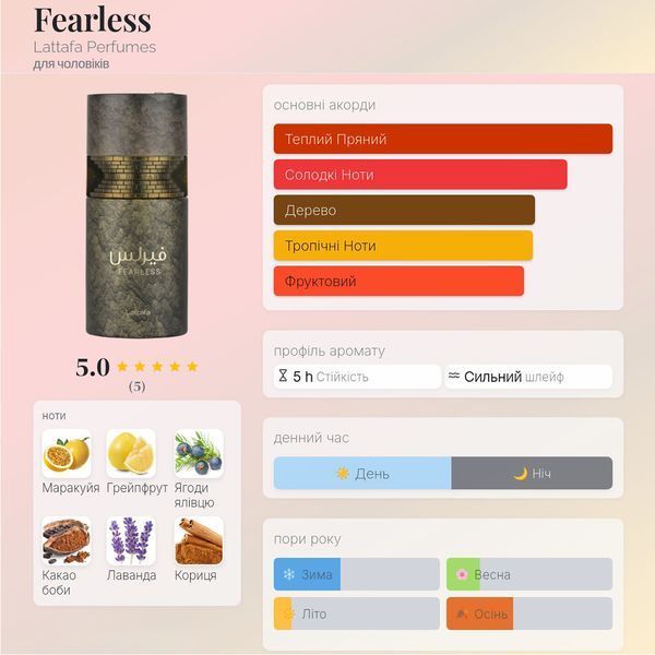 Lattafa Fearless 5 мл парфумована вода для чоловіків