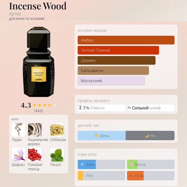 Ajmal Incense Wood 100 мл парфумована вода унісекс E119 фото