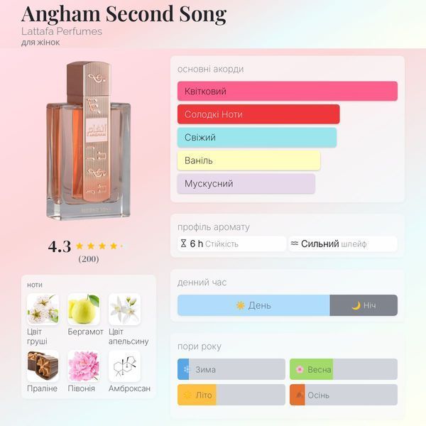 Lattafa Angham Second Song 100 мл парфумована вода для жінок E447 фото