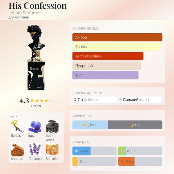 Lattafa His Confession 5 мл парфумована вода для чоловіків E437-5 фото