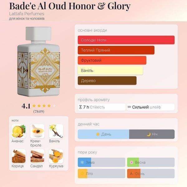 Lattafa Badee Al Oud Honor & Glory 100 мл парфумована вода унісекс