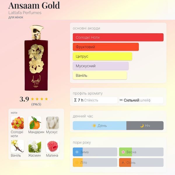 Lattafa Ansaam Gold 100 мл парфумована вода для жінок